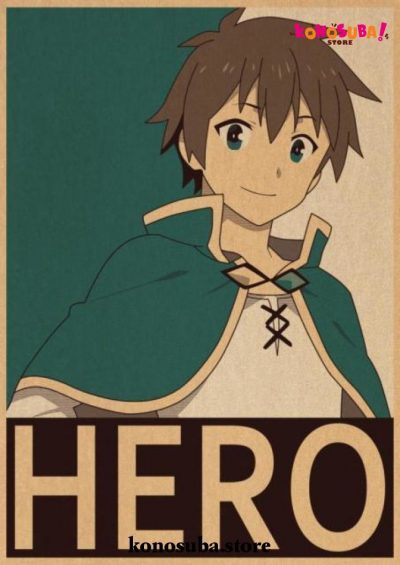Konosuba Satou Kazuma Vintage Kraft Paper Poster