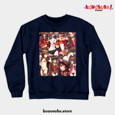 Megumin Collage Crewneck Sweatshirt Navy Blue / S