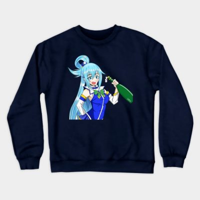 Aqua The Mighty And Drunk Goddess In Konosuba Art Crewneck Sweatshirt Official Cow Anime Merch