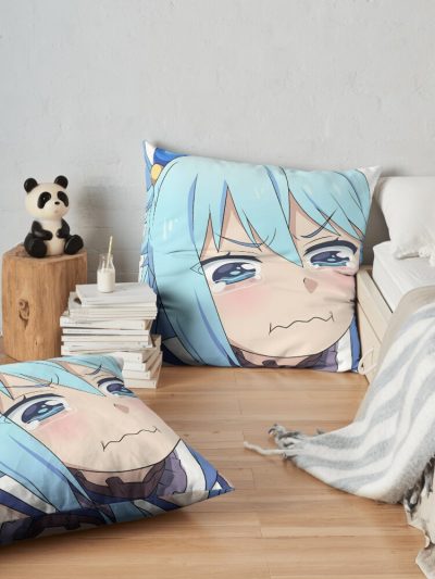 Aqua Crying Konosuba Throw Pillow Official Cow Anime Merch