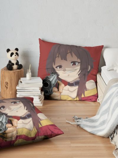 Smug Megumin Gun (Konosuba) Throw Pillow Official Cow Anime Merch