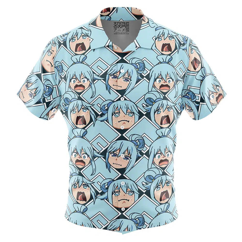 Aqua Axis Order Konosuba Short Sleeve Hawaiian Shirt FRONT mockup - Konosuba Store