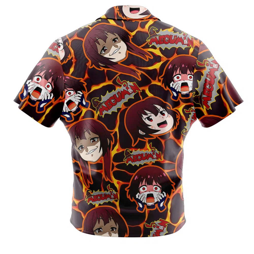 Megumin Konosuba Button Up Hawaiian Shirt BACK Mockup - Konosuba Store