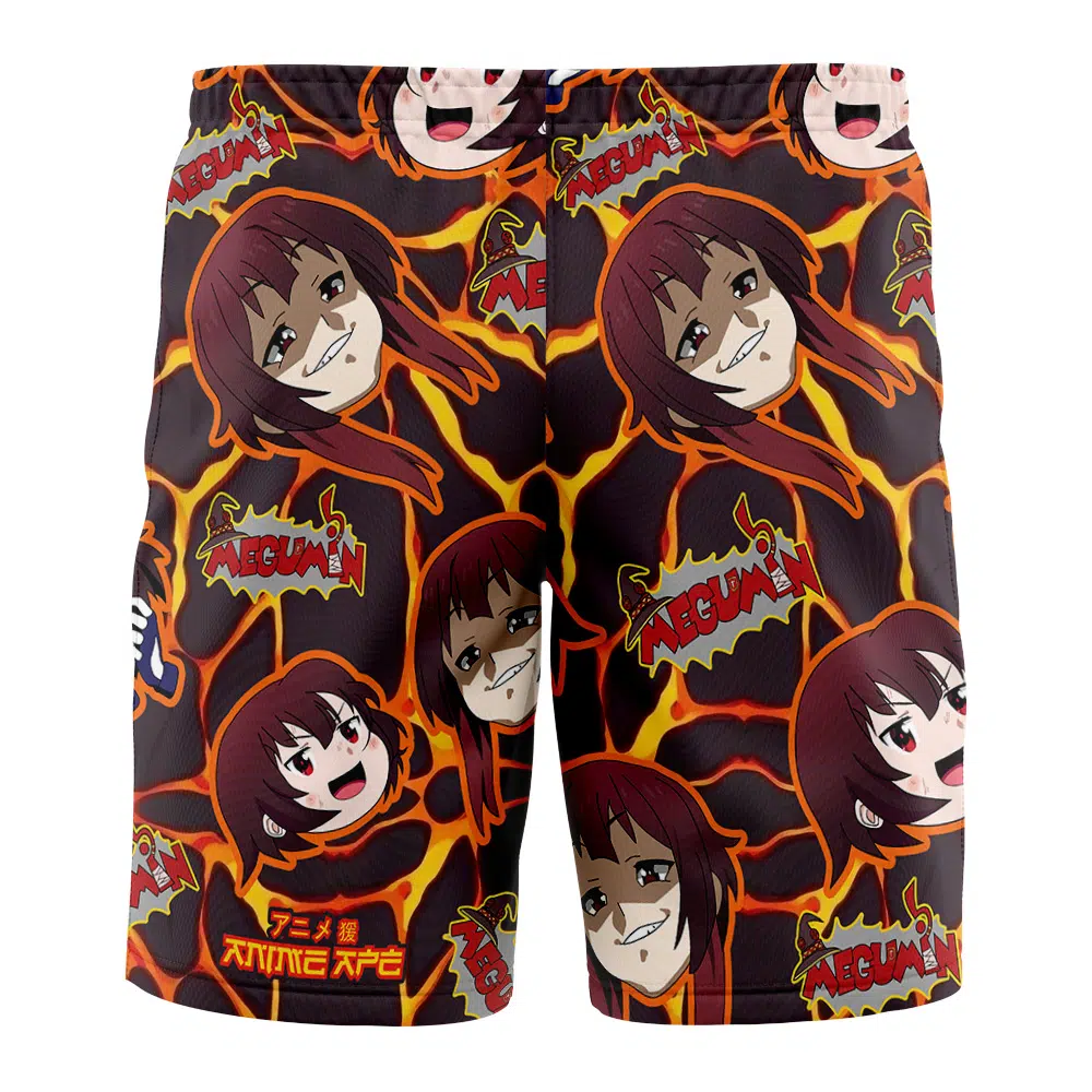 Megumin Konosuba Swim Trunks Board Shorts BACK Mockup - Konosuba Store